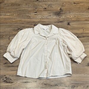 Crown & Ivy Beige Striped Shirt